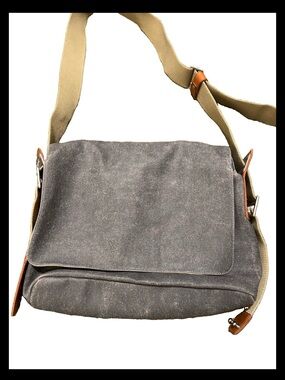 Brooks England Paddington Shoulder Messenger Bag- Gray Waxed Canvas Leather